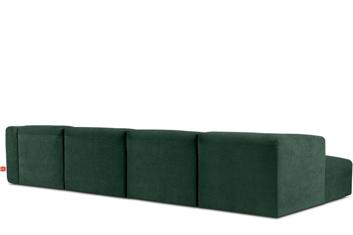 ECKMODULSOFA-LINKS BUFFO 6-Sitzer mit extrem weicher Sitzfläche, Gewebestoff, marine - Blau/Grün, Textil (377/180cm) - KONSIMO®