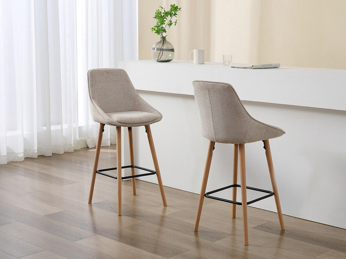 BARHOCKER - 47.5 cmcm x 53.5 cmcm - Stoff - Beige - MASURIE - Beige, Textil (47.5/100/53.5cm) - Vente-Unique