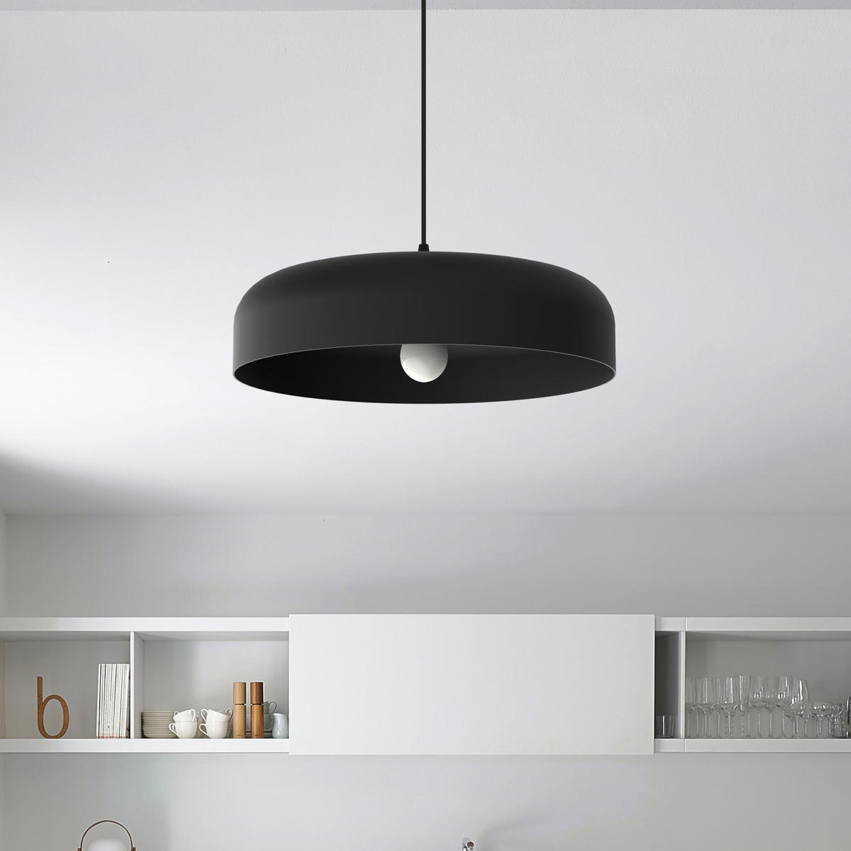 HÄNGELEUCHTE - Schwarz, Metall (40/40/10cm) - Lumicom