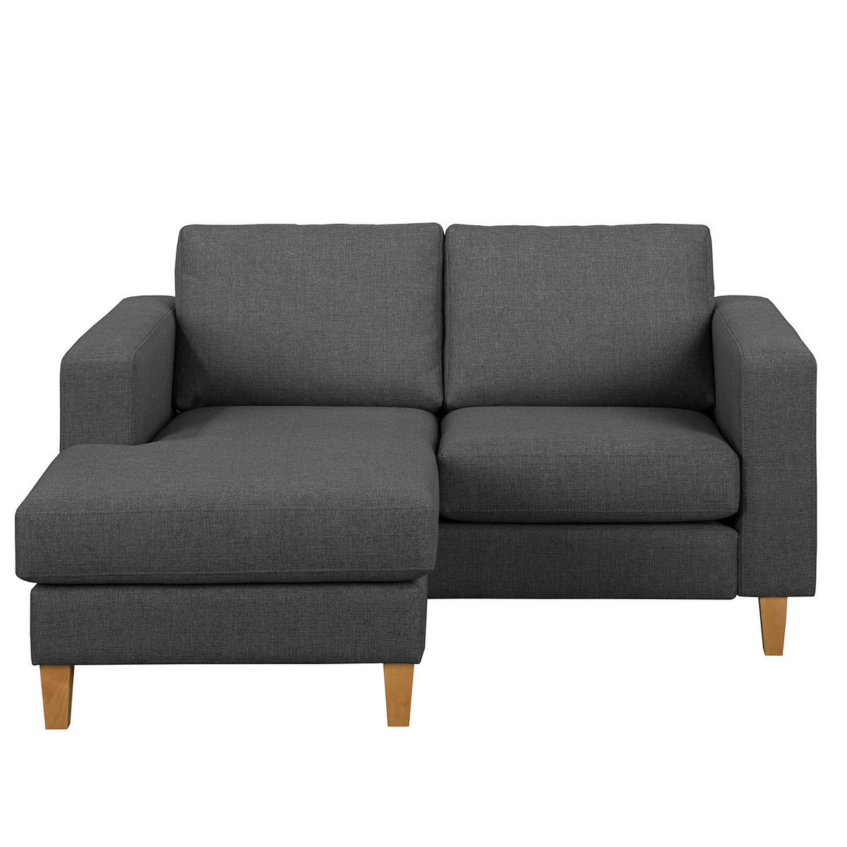 ECKSOFA 1-SITZER mit Longchair - Dunkelgrau, Holz/Buchenholz (154/140cm) - home24