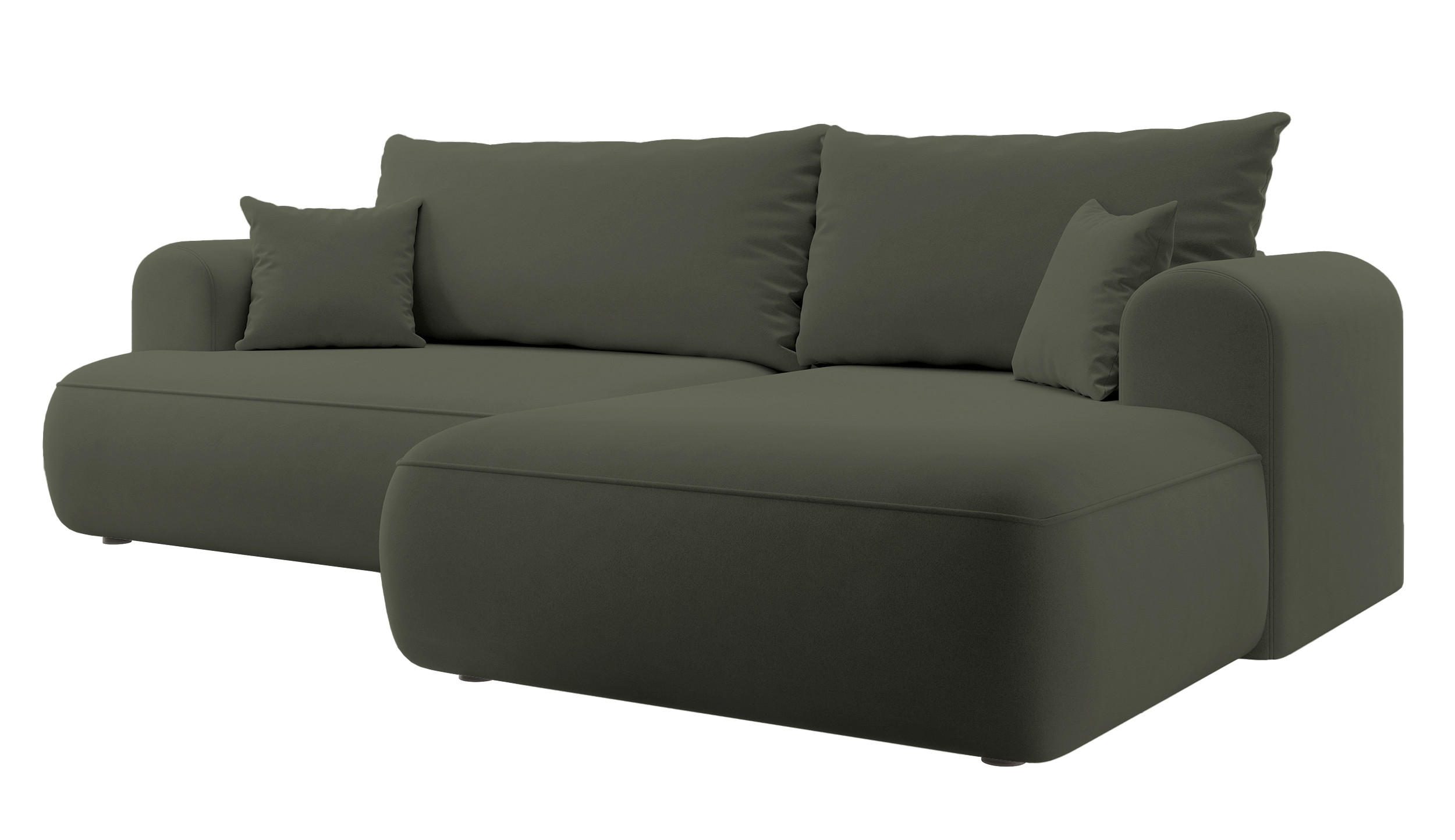 ECKSOFA Ovo Olivgrün Velours - Schwarz/Olivgrün, Kunststoff/Textil (260/165cm) - Selsey