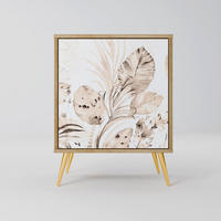 SIDEBOARD WILD TENDERNESS, Eichefarben, 57,5x42x75,5 cm, Goldfarbene Metallfüße - Eichefarben/Goldfarben, Holzwerkstoff/Metall (57.5/75.5/42cm) - SpaceRebels