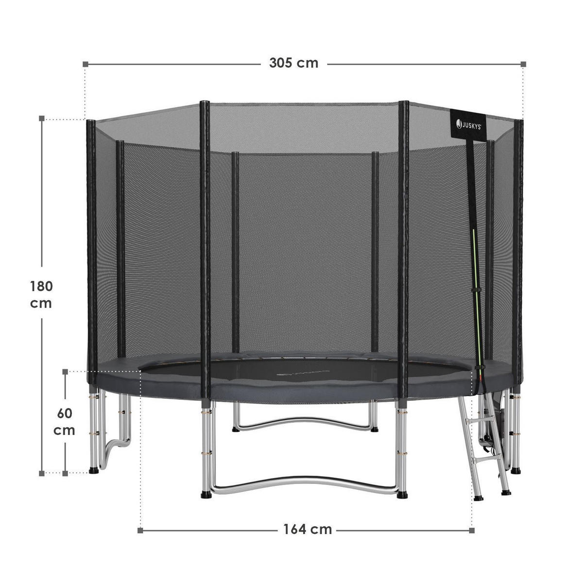 TRAMPOLIN JumpMaster L 305cm schwarz - Schwarz, Metall (305/305cm) - Juskys
