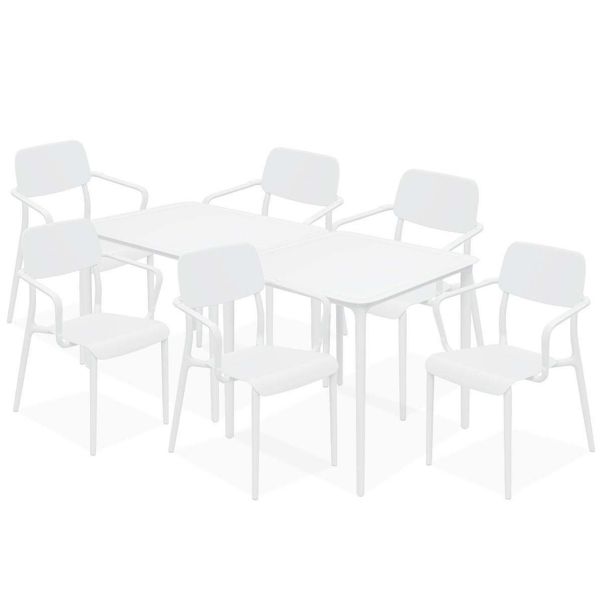 GARTENMÖBEL-SET GALIO, 8-tlg - Weiß, Kunststoff - KONSIMO®