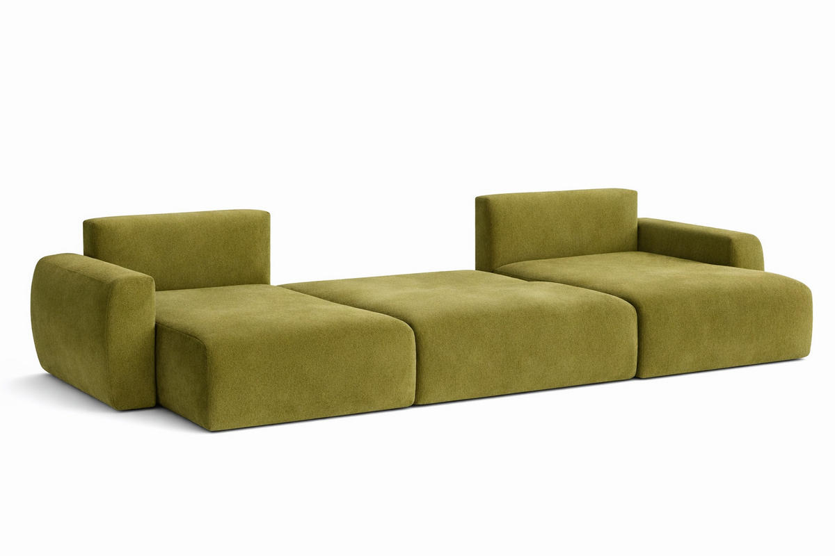 ECKSOFA Mit Schlaffunktion Und Bettkasten U-Form Ariel U, Veloursstoff Salvador, Olive - Olivgrün, Holz (342/142cm) - Kaiser Möbel