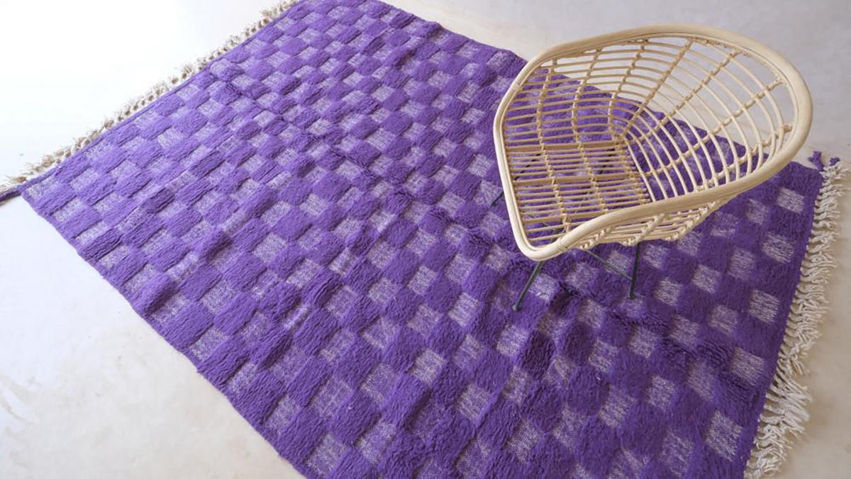 BERBERTEPPICH aus Marokko aus Wolle modern 140x 200 cm - Lila, Naturmaterialien (140/200cm) - AFK Living