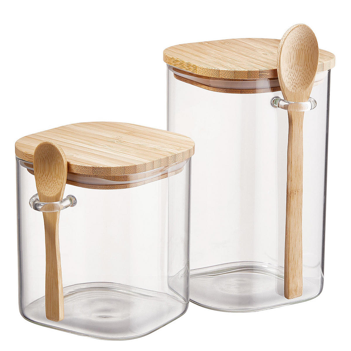 VORRATSGLAS Composition - Transparent, Glas/Holz (10/16/13cm) - Butlers