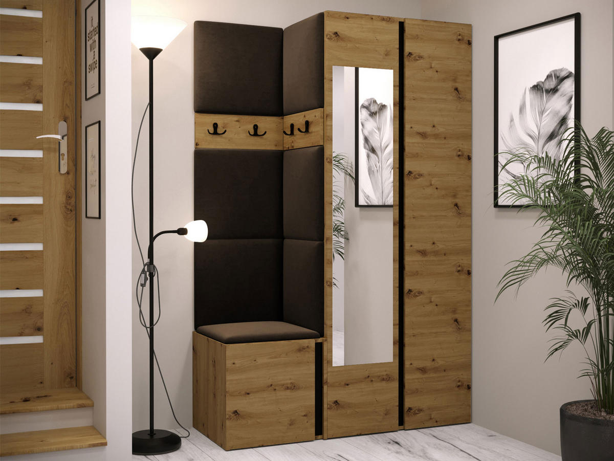 GARDEROBEN-SET Orion XXVI - Eiche Artisan/Braun, Holzwerkstoff/Kunststoff (116/186/46cm) - MIRJAN24