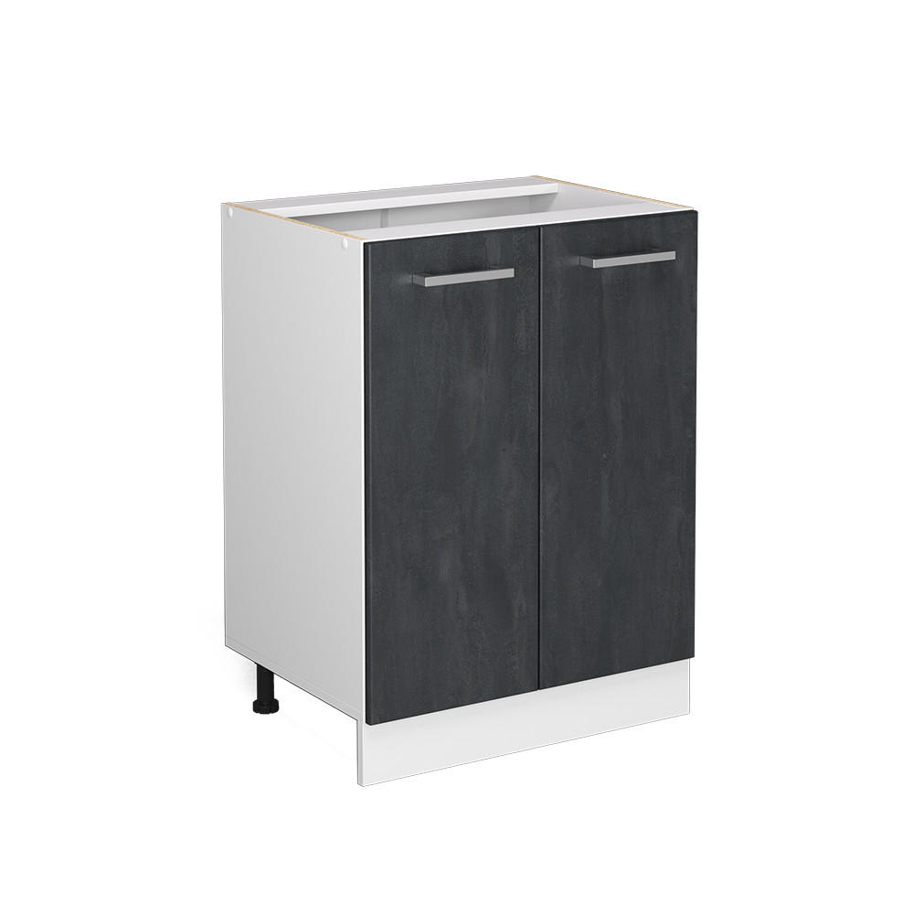 KÜCHENUNTERSCHRANK R-Line Schwarz Beton 60 cm ohne AP - Schwarz/Weiß, Holzwerkstoff (60/81.6/46cm) - Vicco