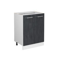 KÜCHENUNTERSCHRANK R-Line Schwarz Beton 60 cm ohne AP - Schwarz/Weiß, Holzwerkstoff (60/81.6/46cm) - Vicco