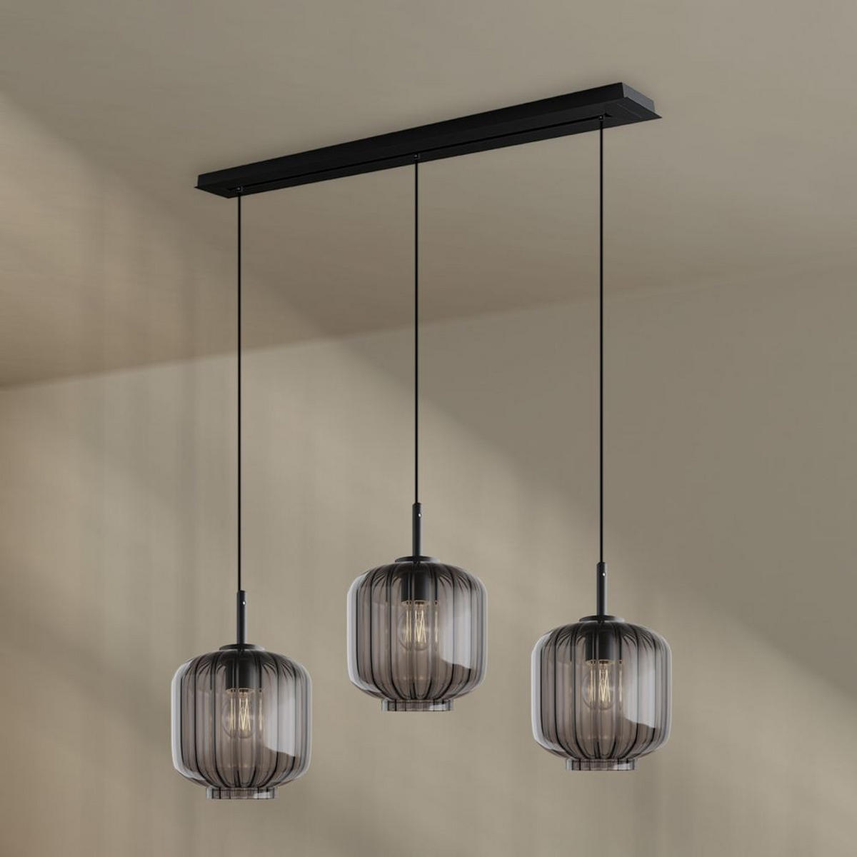 HÄNGELEUCHTE Velo 3-flammig Rauch Ø 20cm - Anthrazit/Schwarz, Glas (20/20/20cm) - s.luce