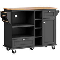 KÜCHENWAGEN mit Stauraum und Rollen Schwarz - Schwarz, Holzwerkstoff (46/92/129cm) - Urban Meuble