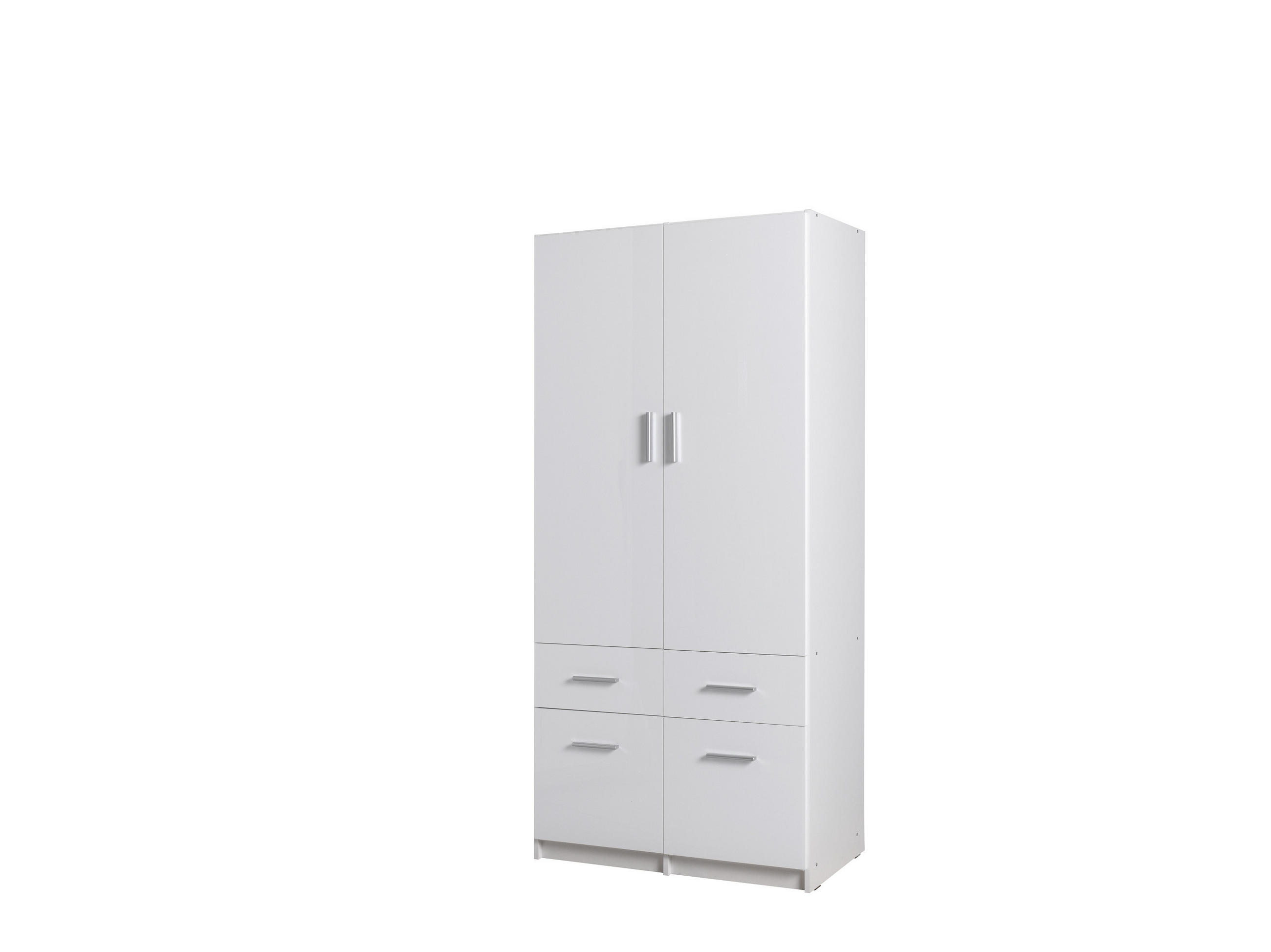 KLEIDERSCHRANK SOLENA 03 - 91.2×197,6×53,6 cm 2 Türen & 4 Schubladen Weiß - Weiß, Holz/Holzwerkstoff (91.2/197.6/53.6cm) - Milaros Markt