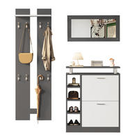 GARDEROBE 80/25/96,5 cm Grau aus Spanplatte mit Spiegel 5er Set - Weiß, Holzwerkstoff (80/96/25cm) - OKMYHOME
