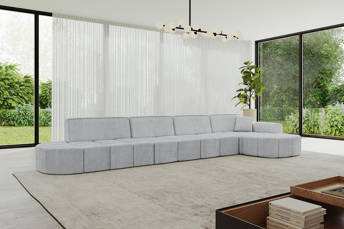 ECKSOFA Ottomane Rechts LIVO-L3 - 422x173x79,5 cm Grau - Grau, Holzwerkstoff/Textil (422/173cm) - ALTDECOR