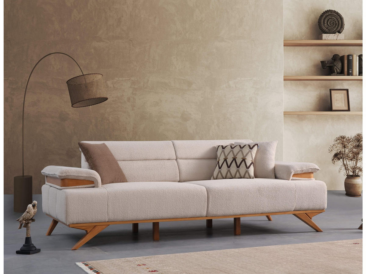 2-SITZER Sofa GRANDE, Beige - Beige, Holz/Textil (185/85/103cm)