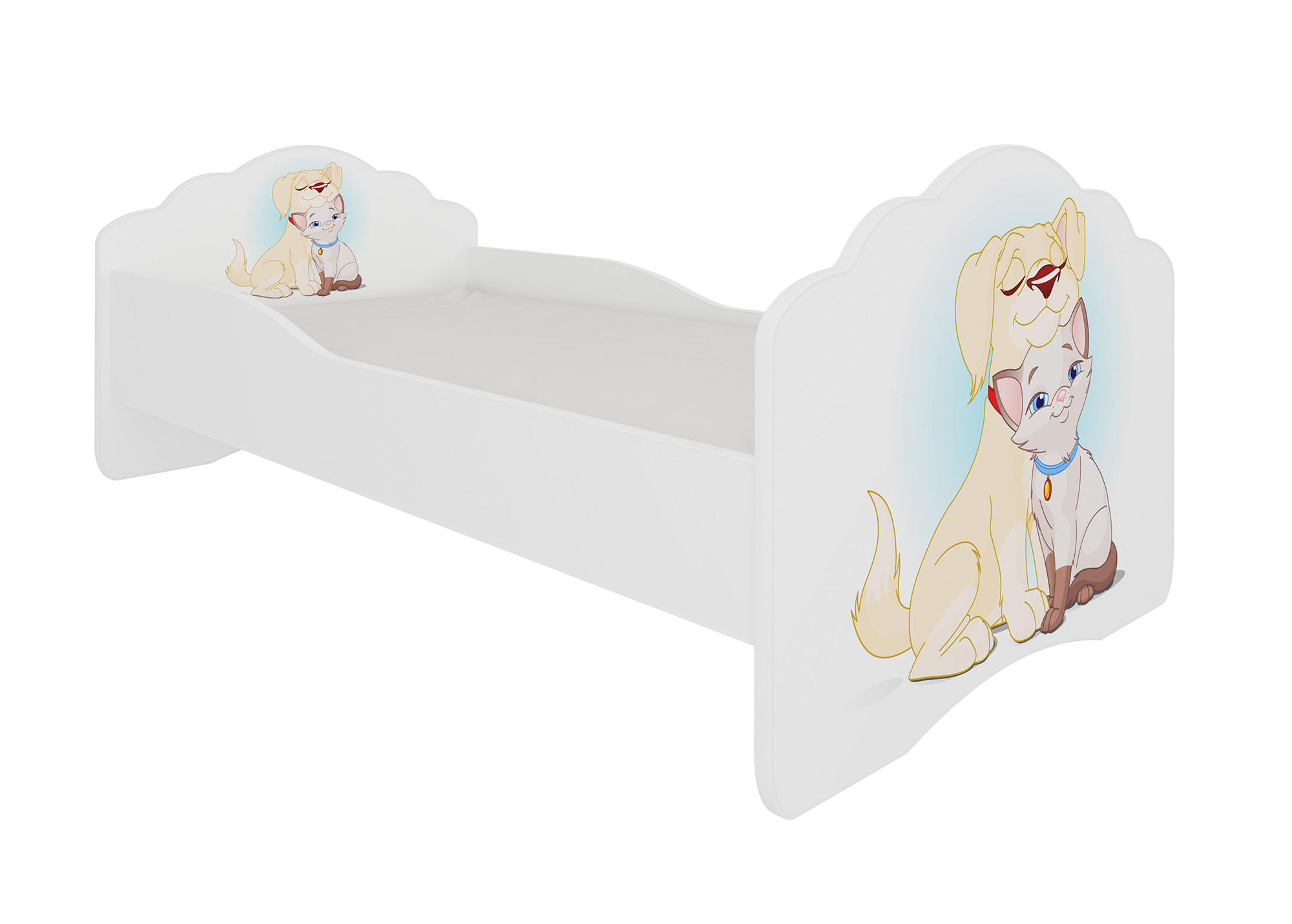 KINDERBETT Casimo weiß / Hund und Katze 88 / 164 / 63cm - Weiß, Holz/Holzwerkstoff (70/140cm) - Feldmann-Wohnen