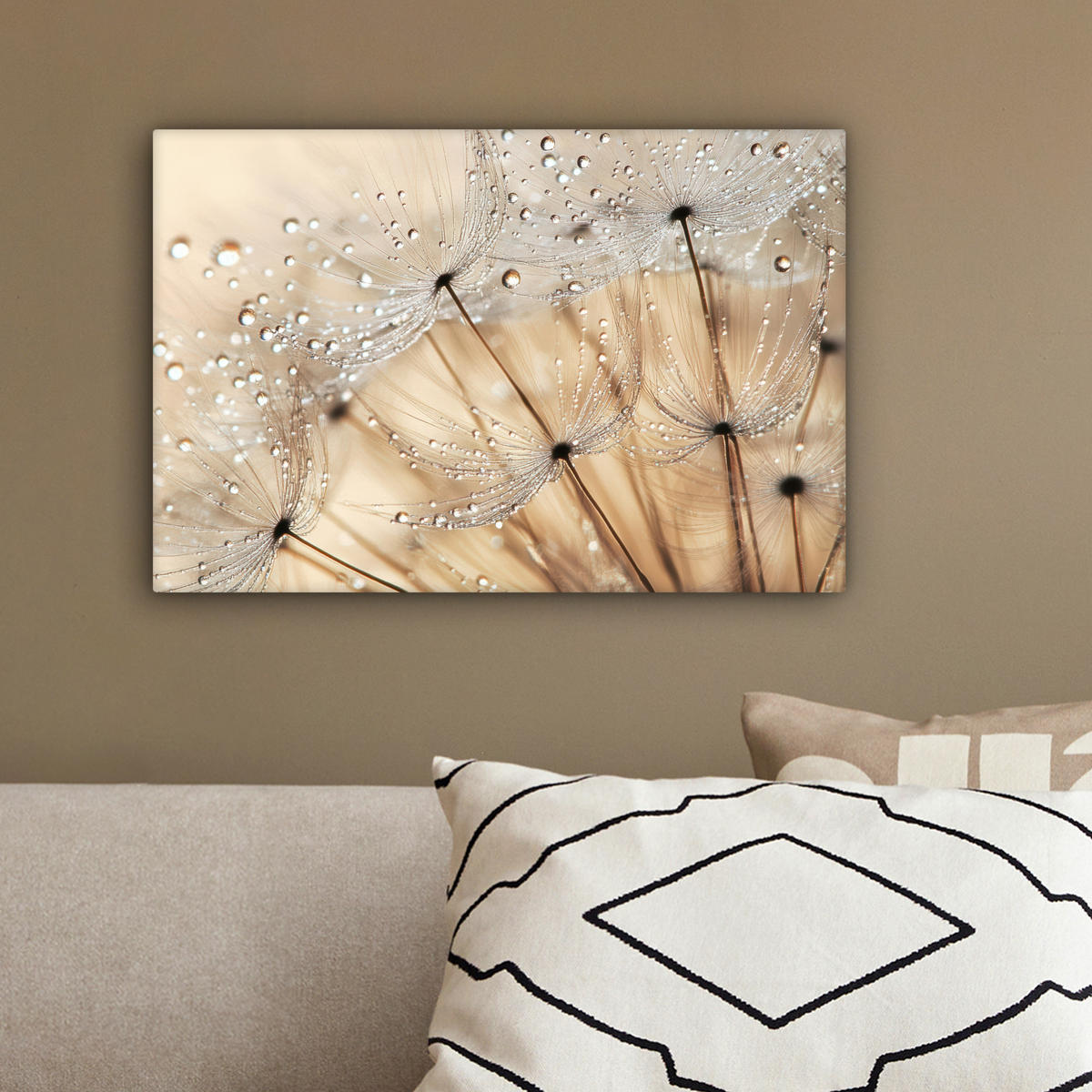 LEINWANDBILD Löwenzahn - Abstrakt - Natur - Beige 30x20 cm - Braun, Textil (30/20cm) - MuchoWow