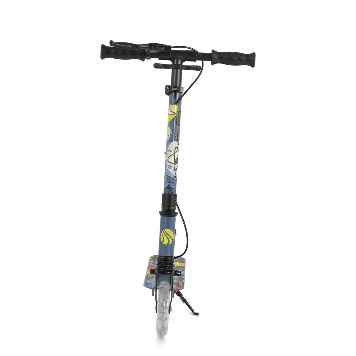 KINDERROLLER Snazzy grau LED-Räder, Frontstoßdämpfer, Seitenständer, Hinterradbremse, faltbar - Grau, Metall (89/40/74cm)
