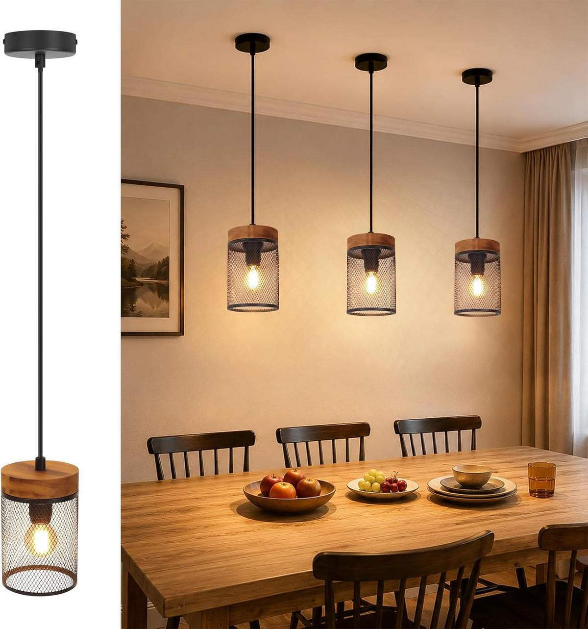 PENDELLEUCHTE 10/10/150cm - Schwarz, Metall (10/10/150cm) - Nettlife