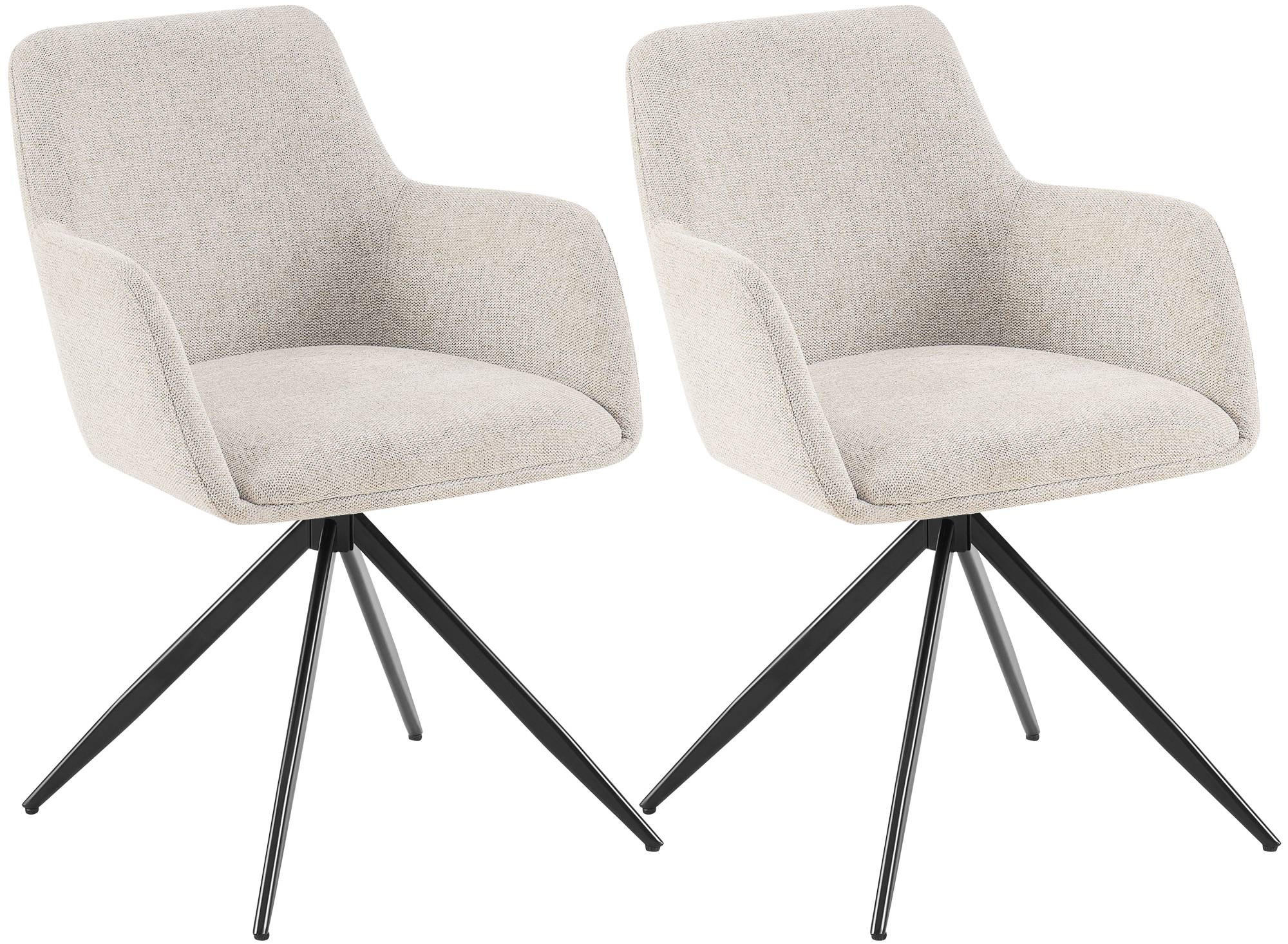 ESSZIMMERSTUHL 2er Set Stoff Creme - Creme/Schwarz, Textil/Metall (56/81/62cm) - CLP