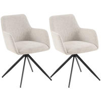 ESSZIMMERSTUHL 2er Set Stoff Creme - Creme/Schwarz, Textil/Metall (56/81/62cm) - CLP