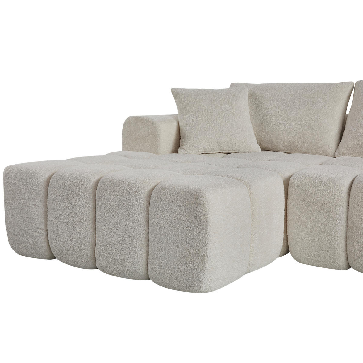 ECKSOFA L-Form 3-Sitzer in Weiß aus Samt mit linker Chaiselongue - Weiß, Textil (250/160cm) - CHICFURN