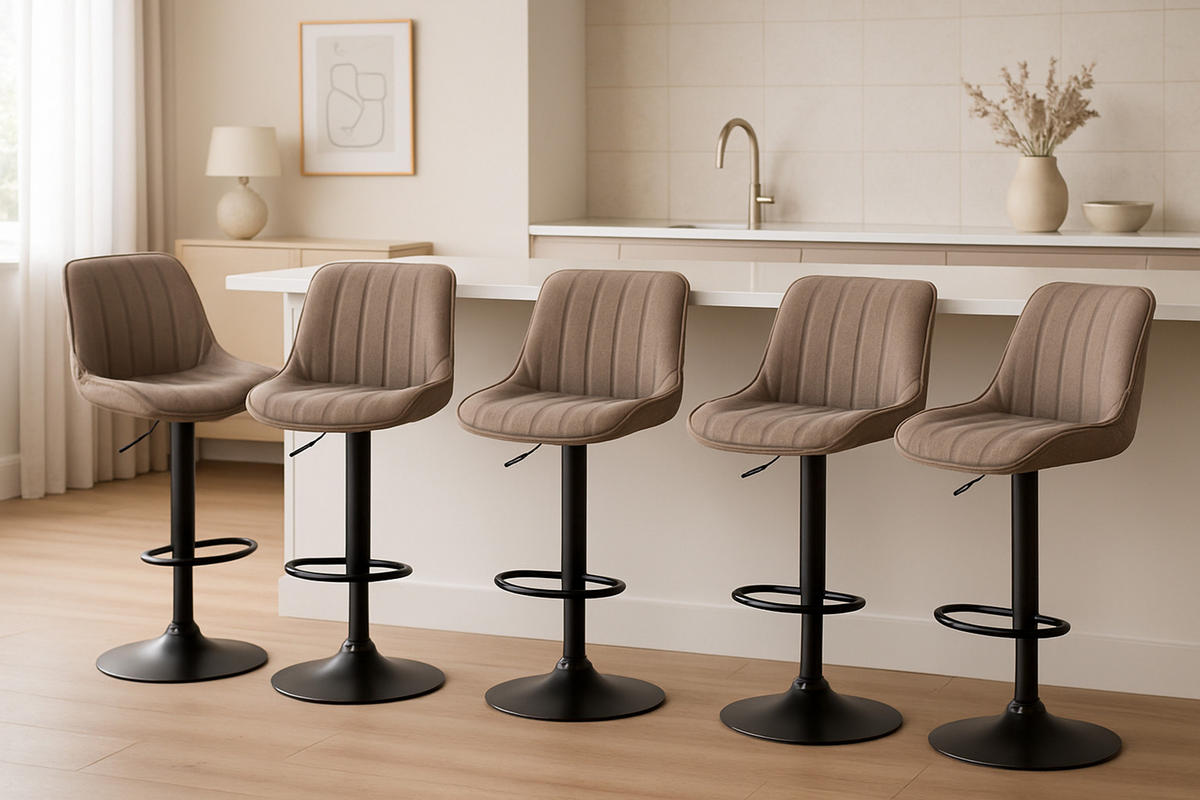 BARHOCKER Lento Gestell schwarz Stoff Taupe - Schwarz/Grau, Textil/Metall (50/108/50cm) - TPFLiving