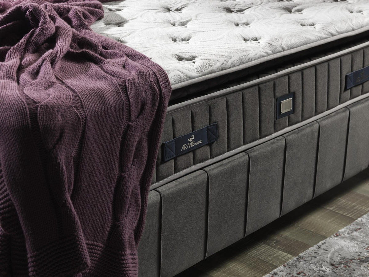 POLSTERBETTSET Alegra 180x200 Grau - Grau, Textil/Metall (180/200cm) - Villa Möbel