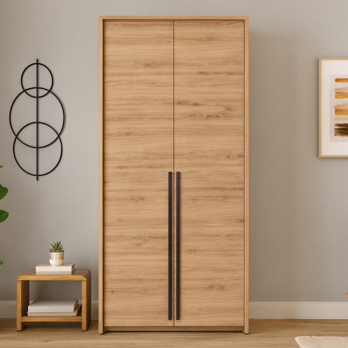 DREHTÜRENSCHRANK Giana mit 2 Türen, 105 cm, eichefarben - Eichefarben, Holzwerkstoff (105/215/64.5cm) - Beautysofa