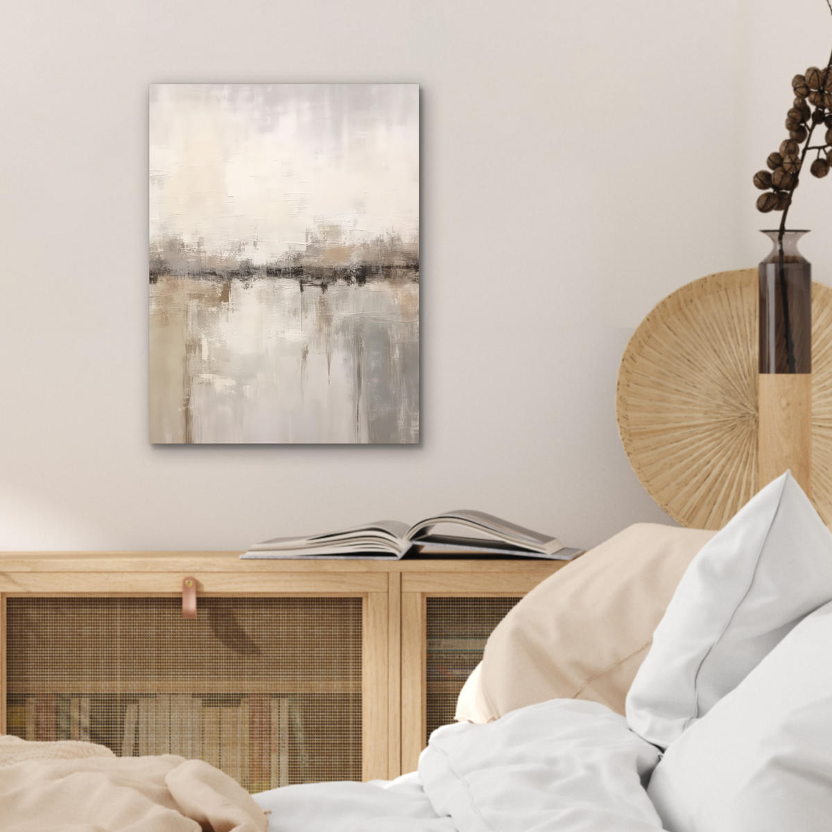 KOVOVÝ OBRAZ Moderné umenie - Abstraktné - Béžové 30x40 cm - béžová, kov (30/40cm) - MuchoWow