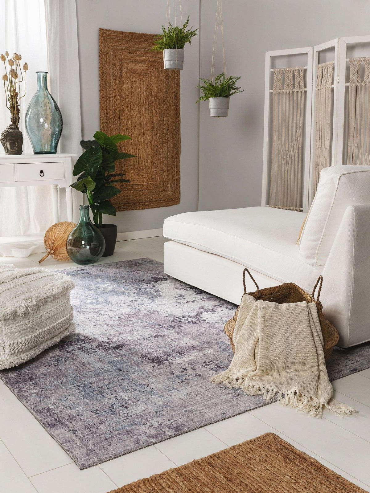 TEPPICH Laury waschbar Grau 160/230 cm - Grau, Kunststoff/Textil (160/1cm) - KUNSTLOFT