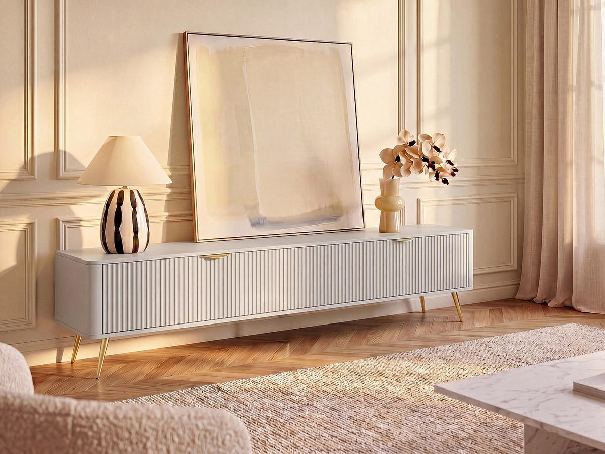 TV-BOARD - 200 cm x 38 cm - holz - beige Elonaria - Beige, Holz (200/51.2/38cm) - Vente-Unique