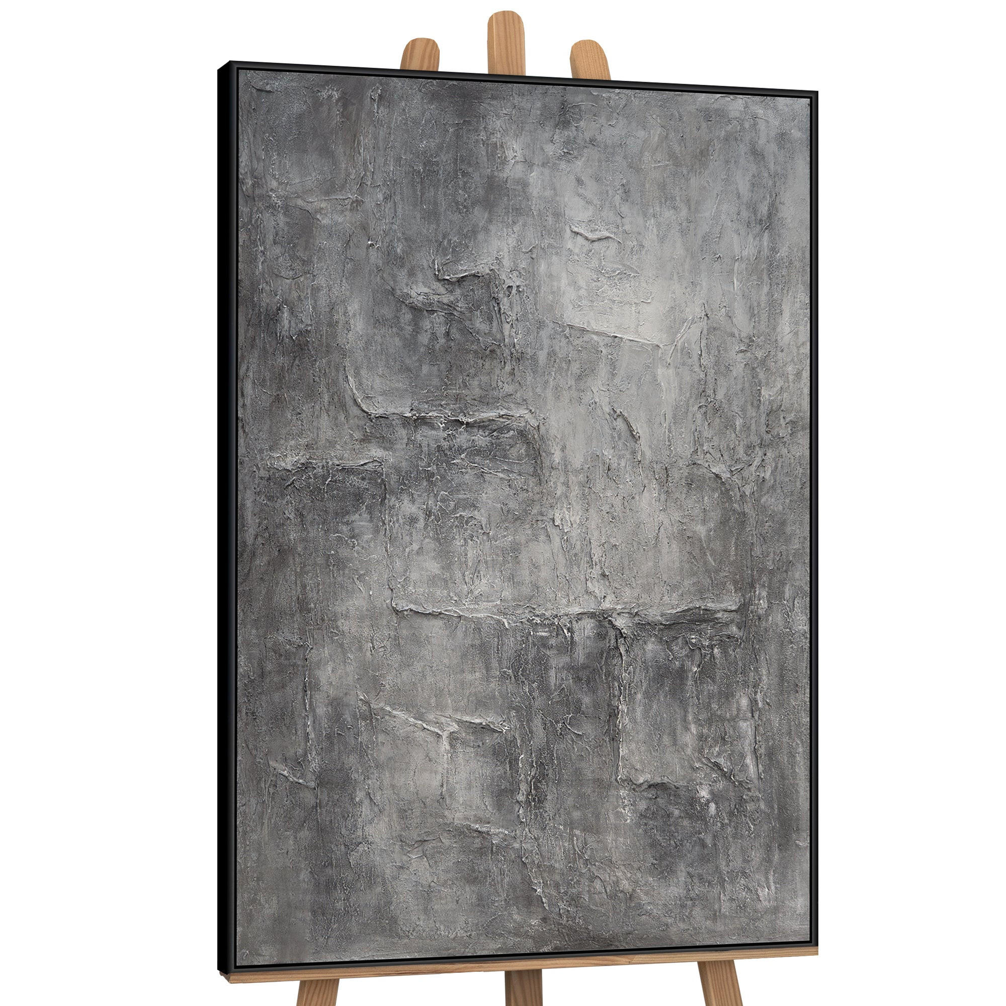 GEMÄLDE Erinnerung des Steins Schattenfugenrahmen Schwarz 120x80 cm - Schwarz, Holz (120/80cm) - YS-art gallery