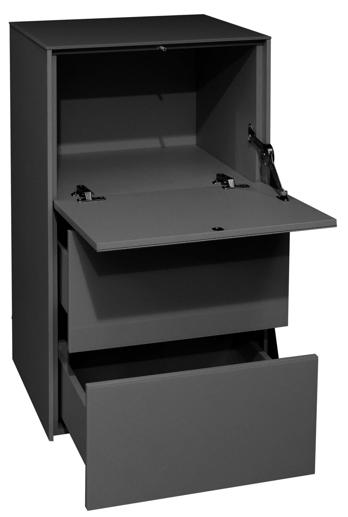 KOMMODE Elfi 52x42x89 Hochglanz Anthrazit/Glas Anthrazit - Anthrazit, Holzwerkstoff (52/89/42cm) - 58aufmkessel