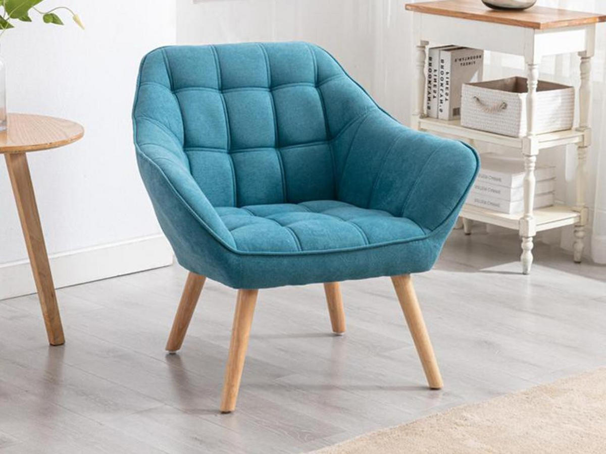 SESSEL - Stoff - Blau - CASERTA - Blau, Textil (73/77/82cm) - Vente-Unique