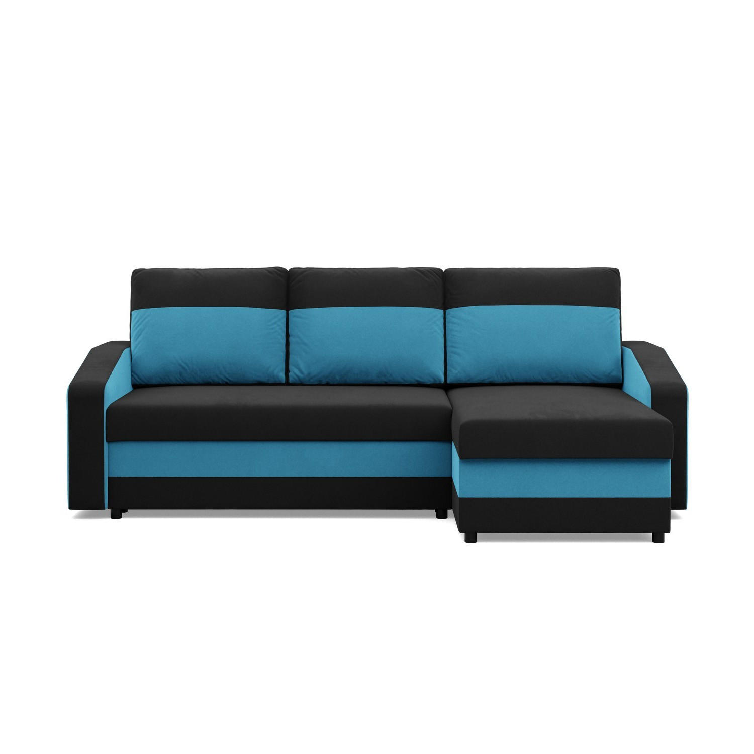 ECKSOFA MIT SCHLAFFUNKTION ORION, Schwarz + Blau - Blau/Schwarz, Textil (231/140cm)