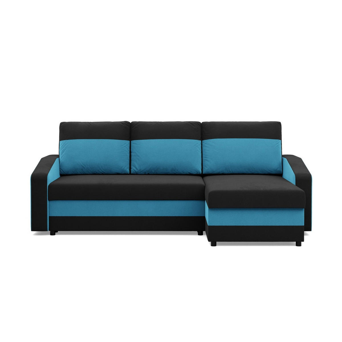 ECKSOFA MIT SCHLAFFUNKTION ORION, Schwarz + Blau - Blau/Schwarz, Textil (231/140cm)