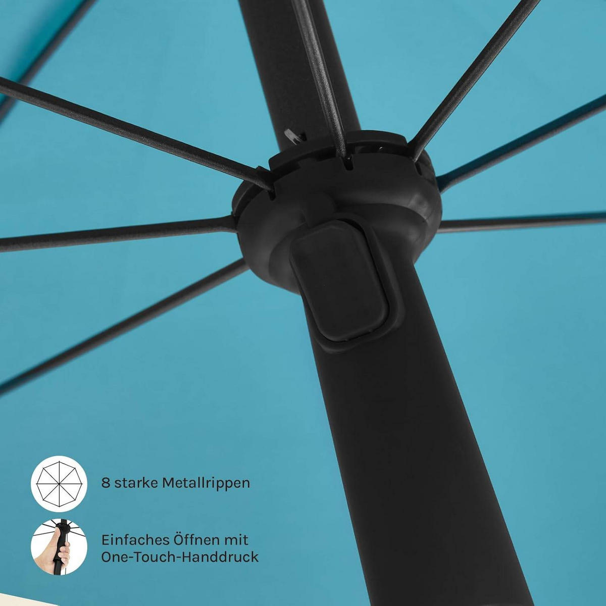 SONNENSCHIRM, Balkonschirm Strandschirm UV-beständig wasserdicht - Blau, Kunststoff/Metall (135/135cm) - Woltu