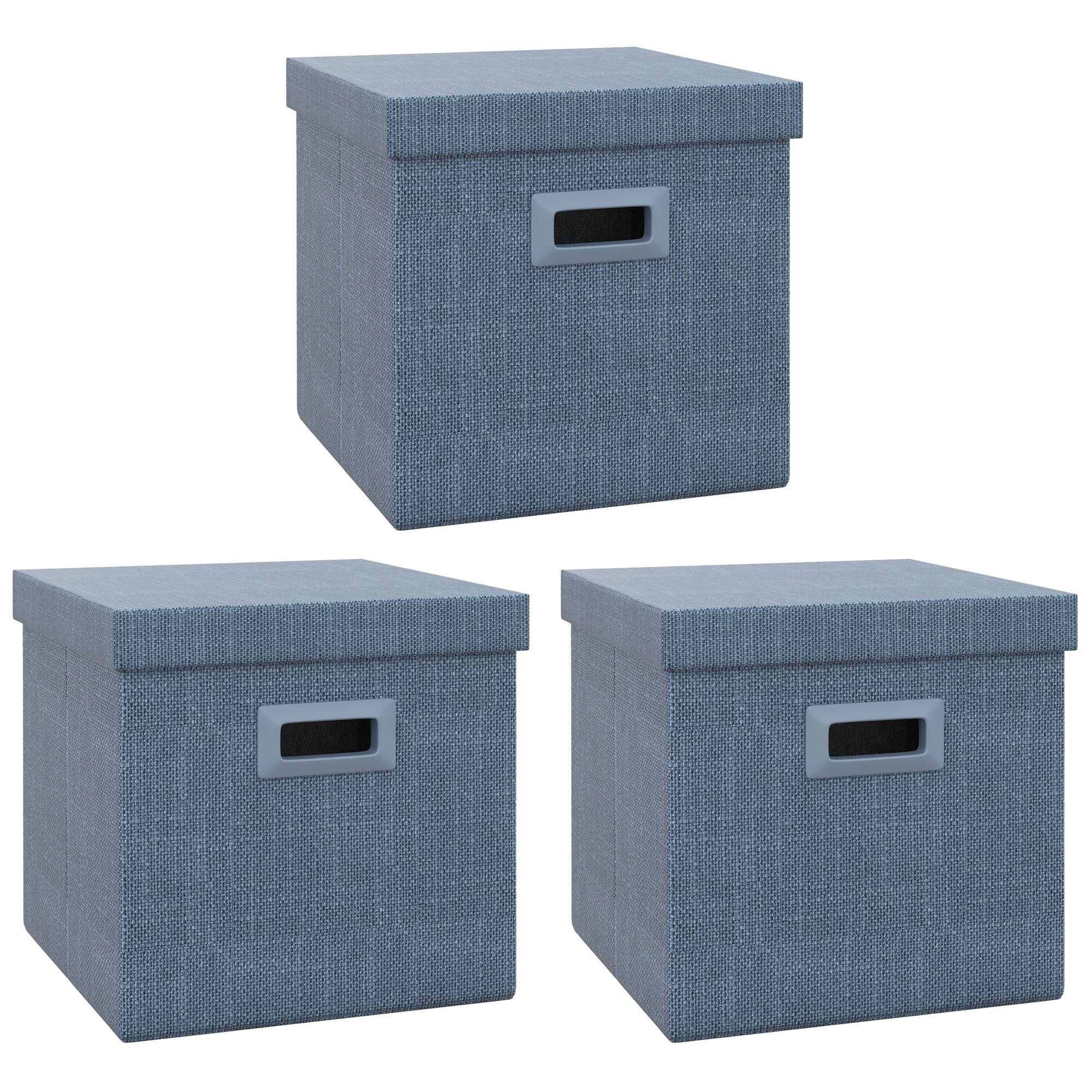 AUFBEWAHRUNGSBOX 3er-Set, 30 x 30 x 29 cm, Blau - Blau, Kunststoff (30/29/30cm) - HOMCOM