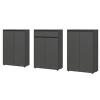 BÜRO-SET "Stuttgart" 3-teilig Soft-Close Graphit 273x120cm - Schwarz, Holzwerkstoff (273/120/40cm) - KADIMA DESIGN