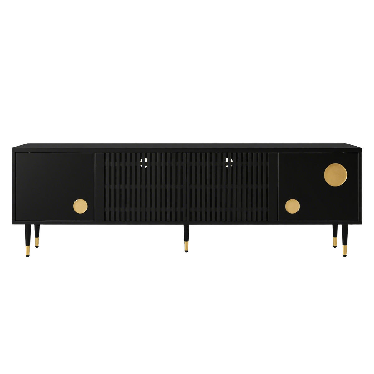 TV-SCHRANK 170/36/54 cm weiß MDF mit Gitterstruktur und goldenen Akzenten - Schwarz, Holzwerkstoff (170/54/36cm) - OKWISH