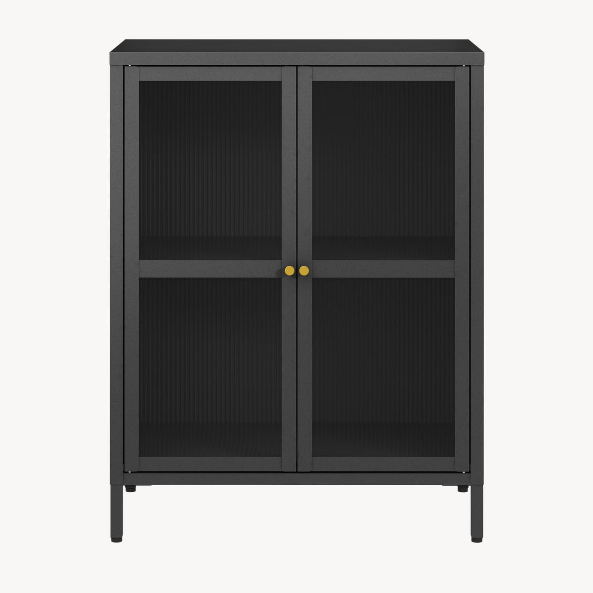 VITRINE Säkylä - Schwarz, Glas/Metall (64/84/35cm) - [en.casa]