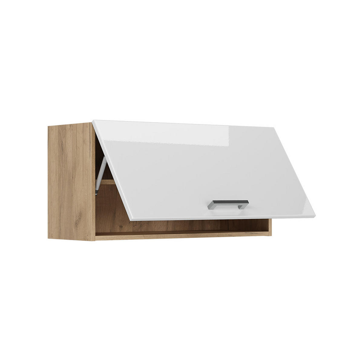 HÄNGESCHRANK R-Line, Weiß Hochglanz/Goldkraft Eiche, 80 cm Flach - Honigeiche/Weiß Hochglanz, Holzwerkstoff (80/40/31cm) - Vicco