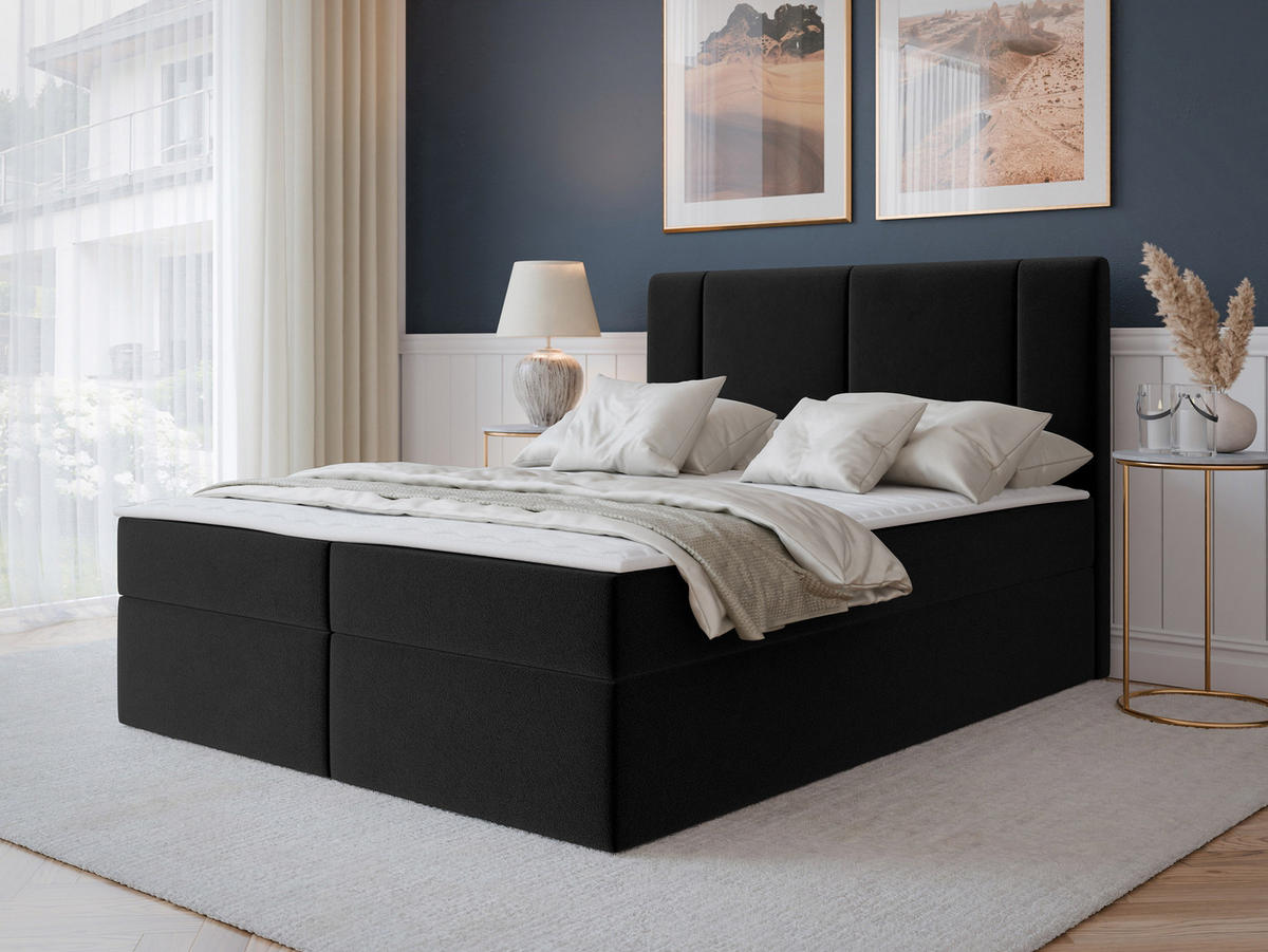 BOXBETT Michelle 180x200 - H3 - Schwarz, Holzwerkstoff/Kunststoff (180/200cm) - MIRJAN24