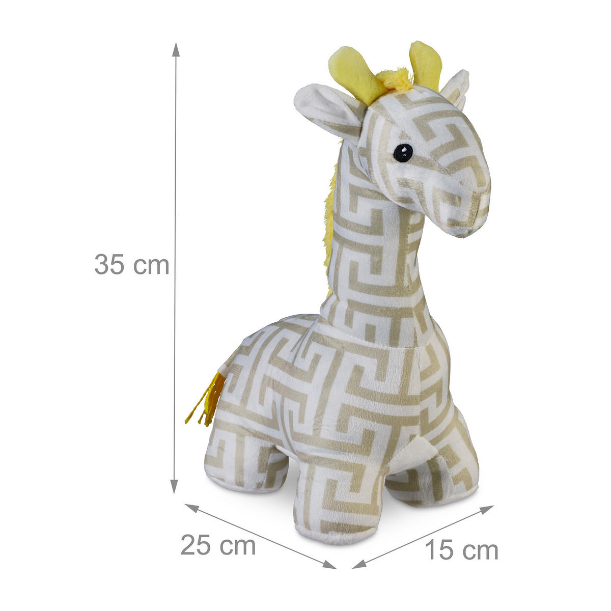 DÖRRSTOPP Vit Beige Giraff sandfylld 35 cm - Multicolor, Textil/Naturmaterial (15/25cm) - Relaxdays