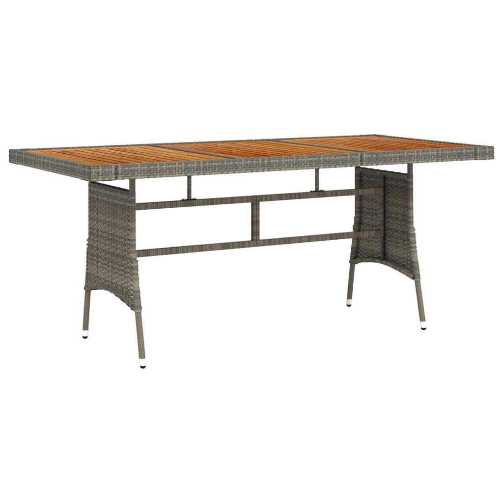 GARTENTISCH Grau 160/70/72 Cm Poly Rattan & Massivholz Akazie - Grau, Kunststoff (160/70/72cm) - vidaXL