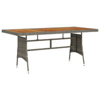GARTENTISCH Grau 160/70/72 Cm Poly Rattan & Massivholz Akazie - Grau, Kunststoff (160/70/72cm) - vidaXL