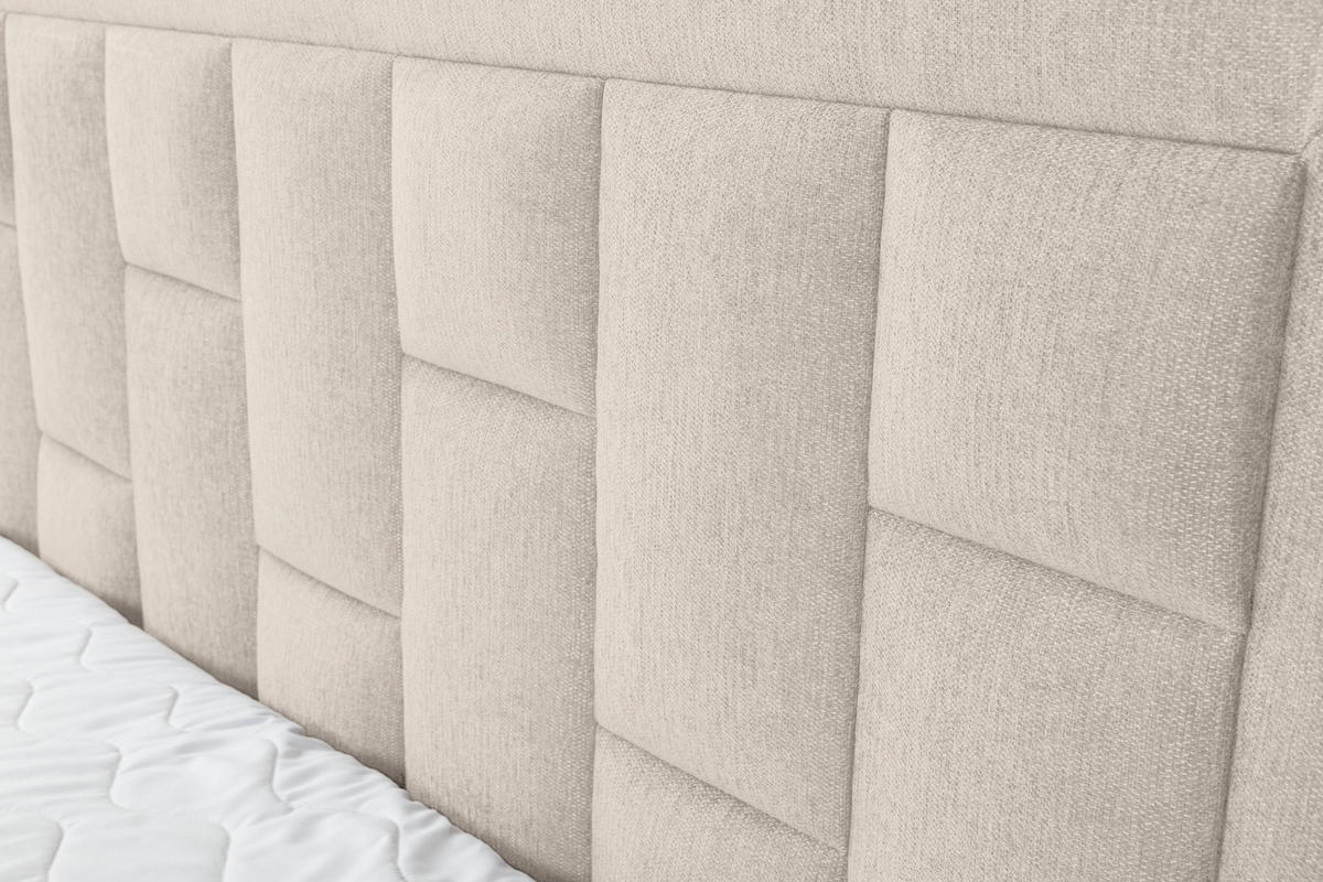 BOXBETT VENEZIA mit 2 Bettkästen, Maße: 140x200 cm, Farbe: Beige , Velourstoff, mit Bonell-Matratze inkl. Topper - Beige, Holz/Kunststoff (140/200cm) - VENASI MÖBEL