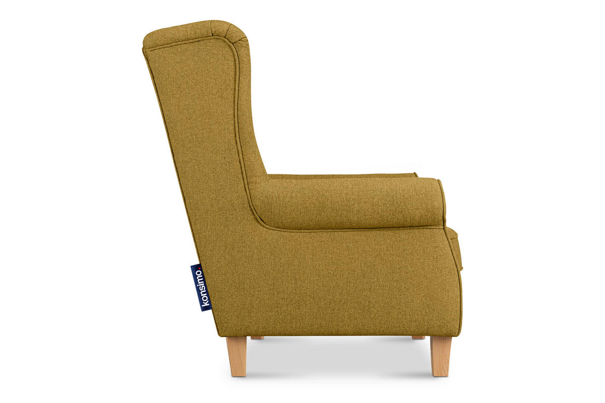 OHRENSESSEL MILES Masivholzbeine buche, honigfarben - Honig, Holzwerkstoff/Buchenholz (82/105/97cm) - KONSIMO®